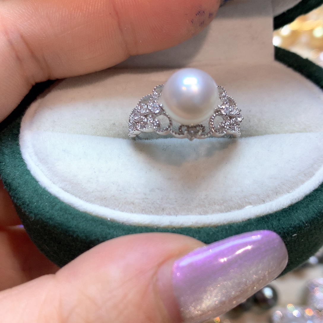 海水珍珠戒指银S925镶嵌