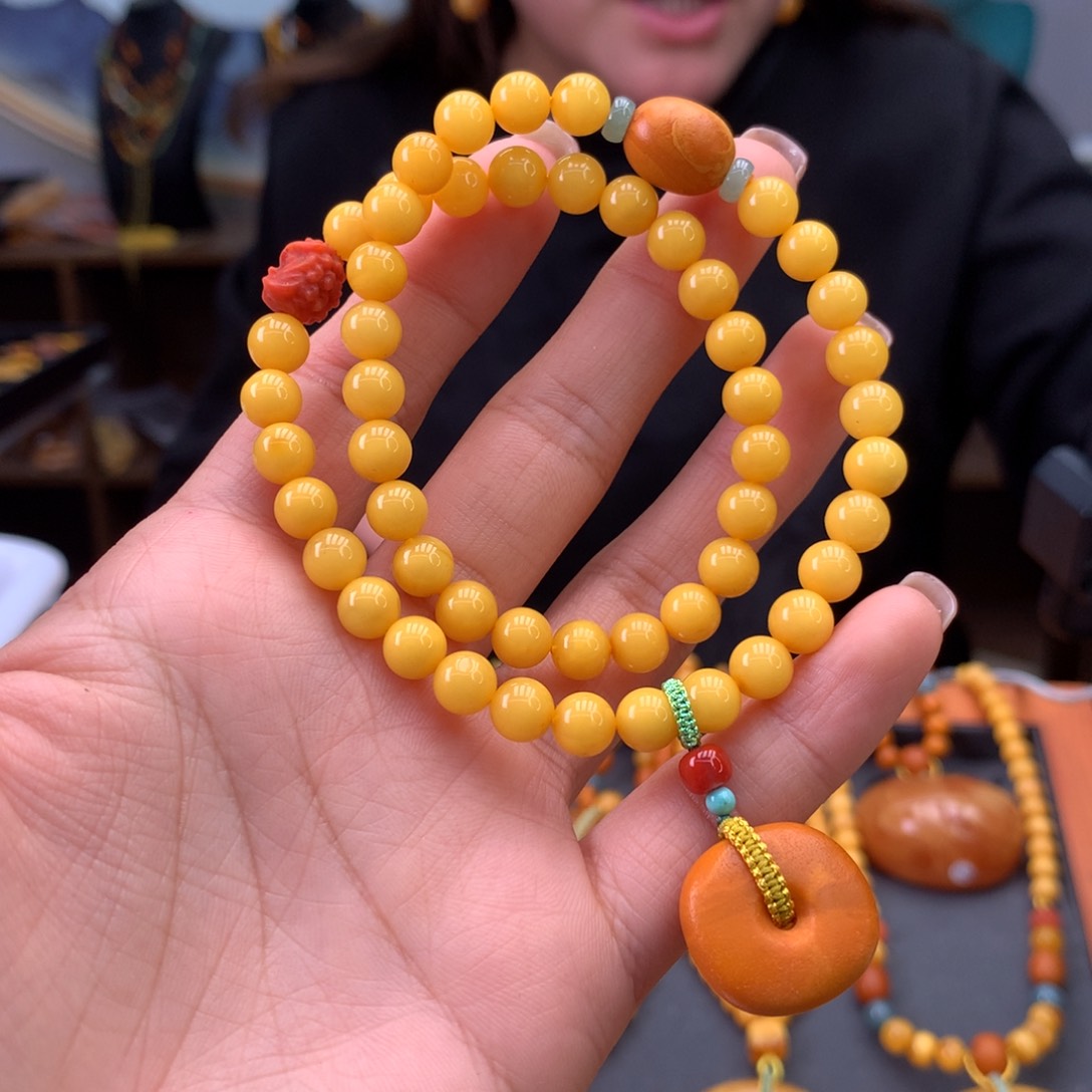 蜜蜡手串未镶嵌天然