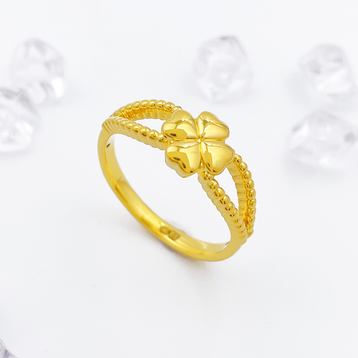 【飘飘严选】足金999 露珠四叶草戒指 1.14 11圈口