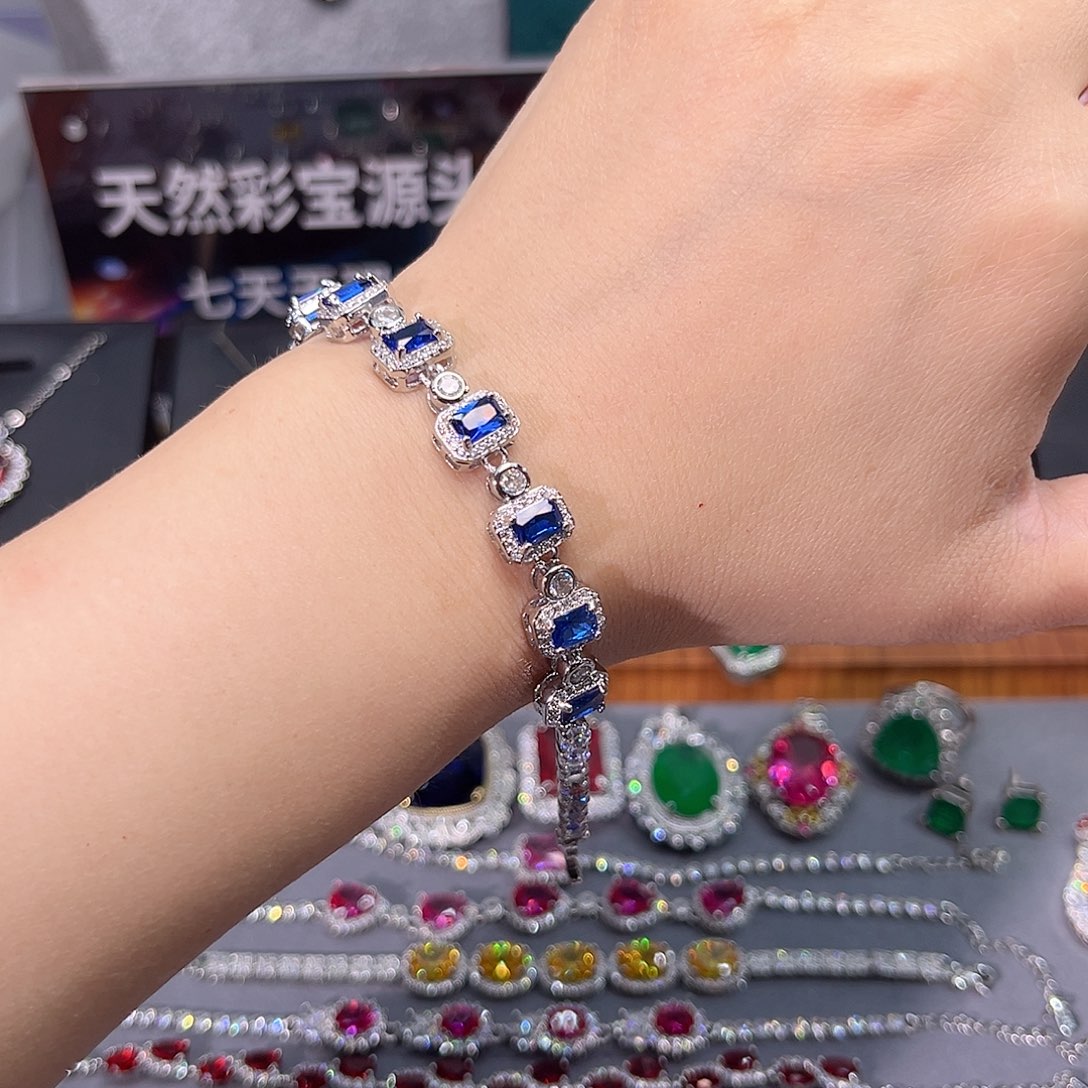 蓝宝石戒指银S925镶嵌h 102