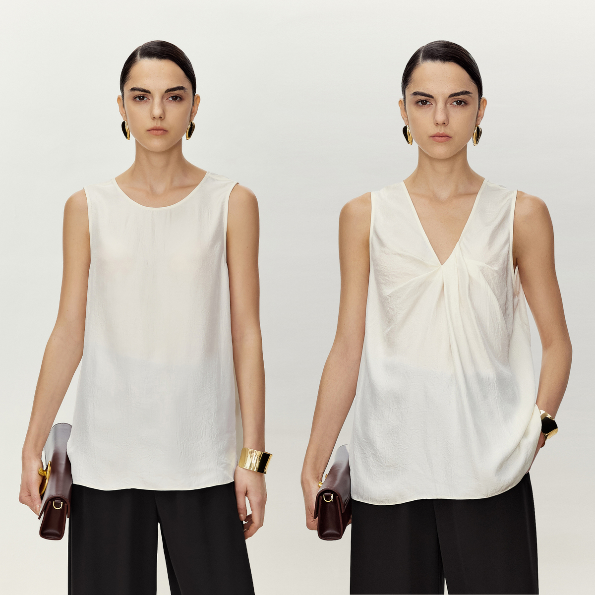 LYNEE 醋酸缎面前后两穿简约百搭垂感背心女外穿无袖LGD2FSW067