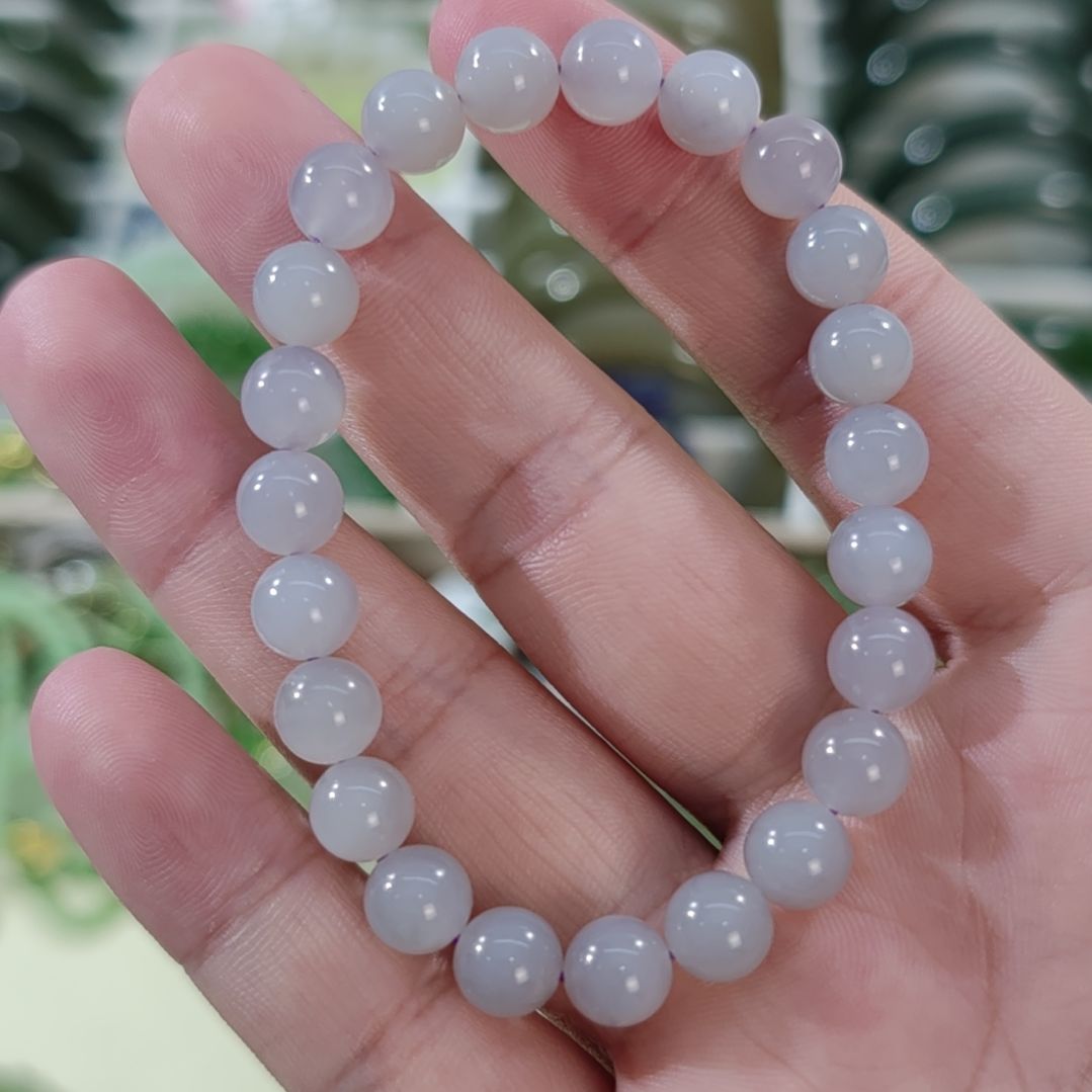 和田玉未镶嵌手链卡8烟紫和田玉手串×1