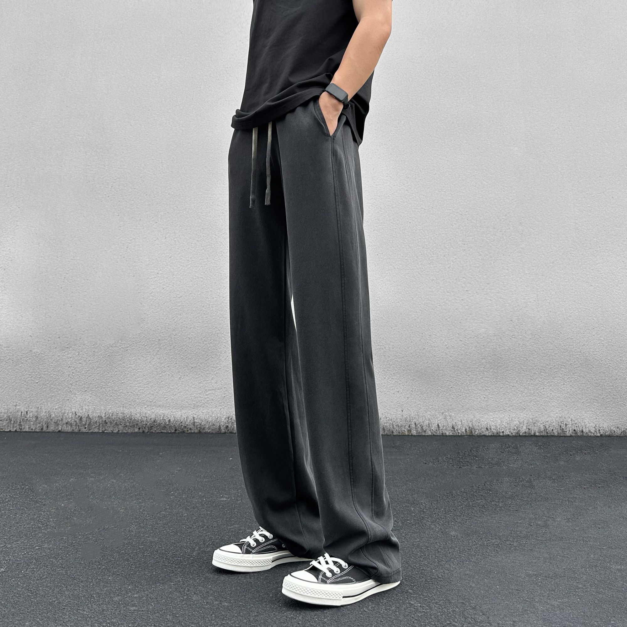 秋冬款美式水洗卫裤子男生高街ins潮流直筒宽松复古做旧休闲长裤