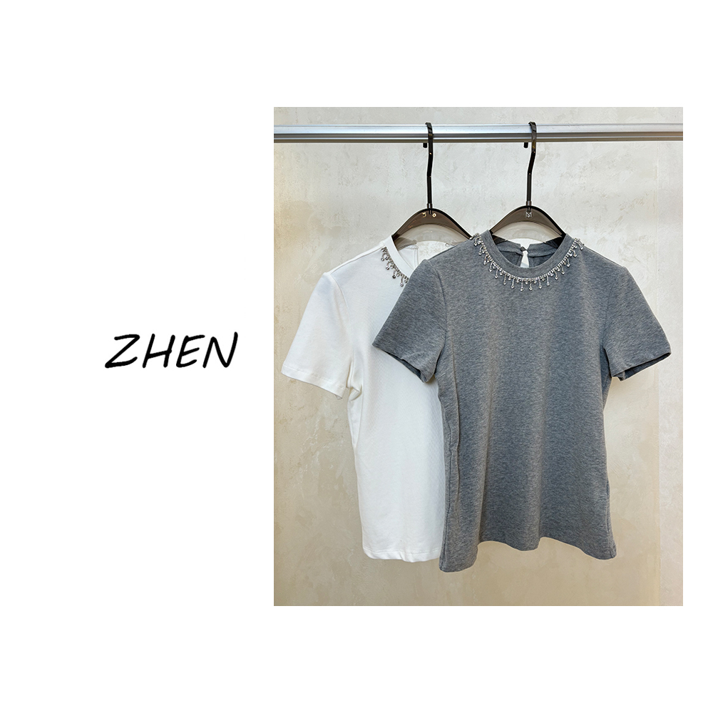 【ZHEN】3933 2025新款修身打底显瘦气质小众设计师款上衣百搭