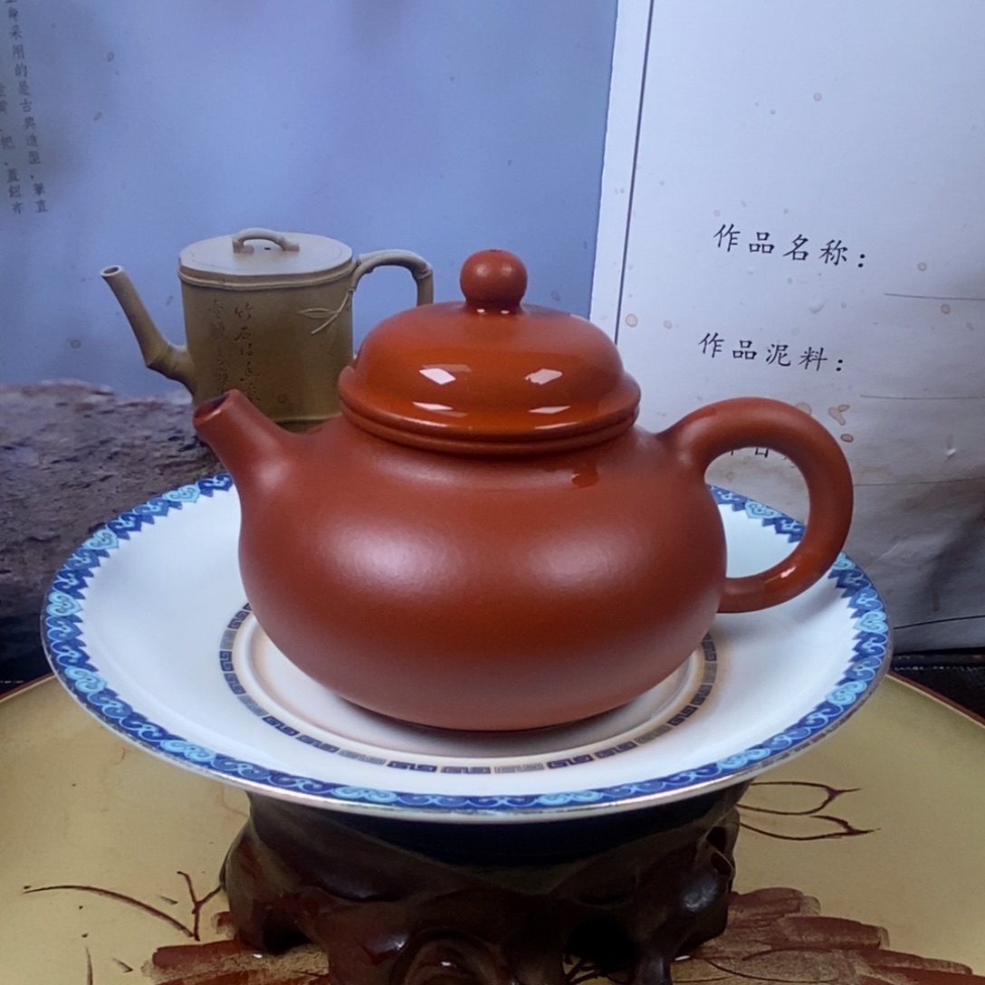 紫砂茶壶赵庄朱泥220容量宜兴紫砂壶