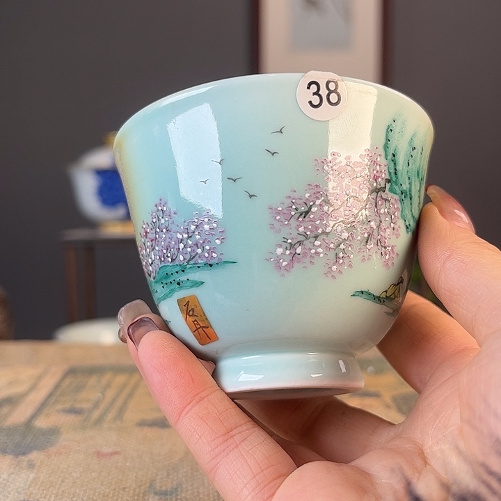 摆件景德柴烧茶杯多人