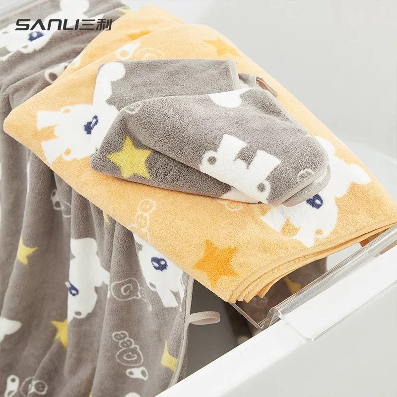 毛巾洗脸家用印花珊瑚绒面巾帕洗澡擦头干发毛巾澡巾加大浴巾