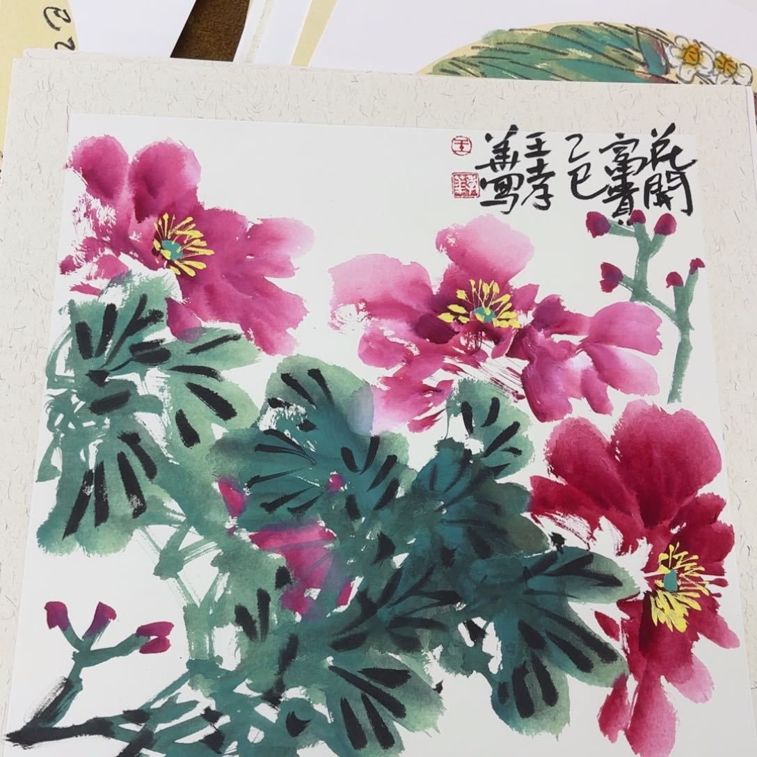 国画斗方花鸟花鸟赵