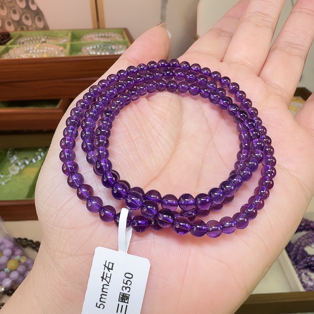 山***瑶水晶手串未镶嵌天然紫水晶三圈