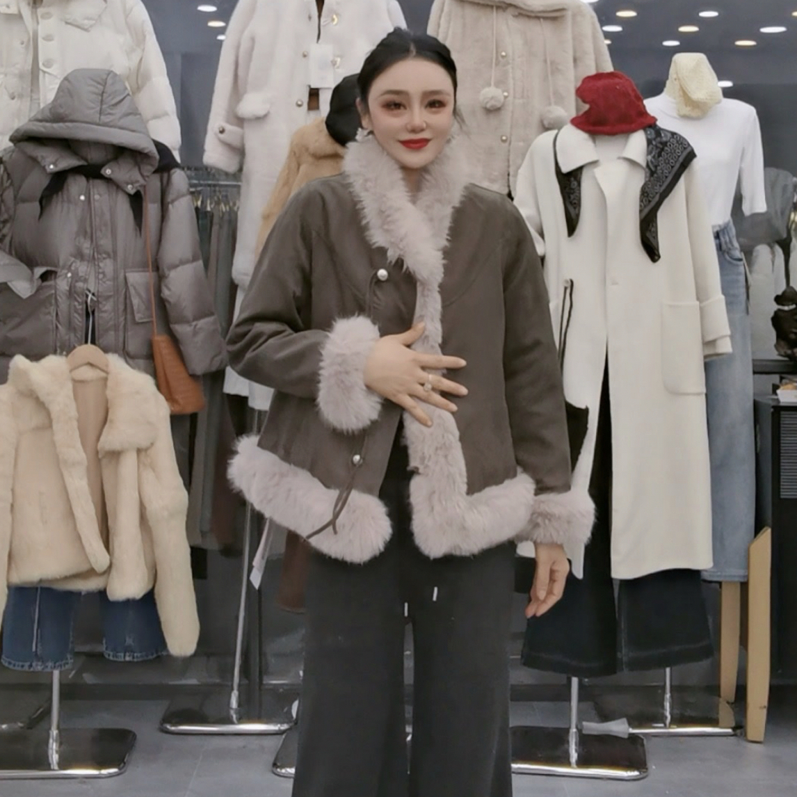 928富家千金毛毛加厚外套A24-1地