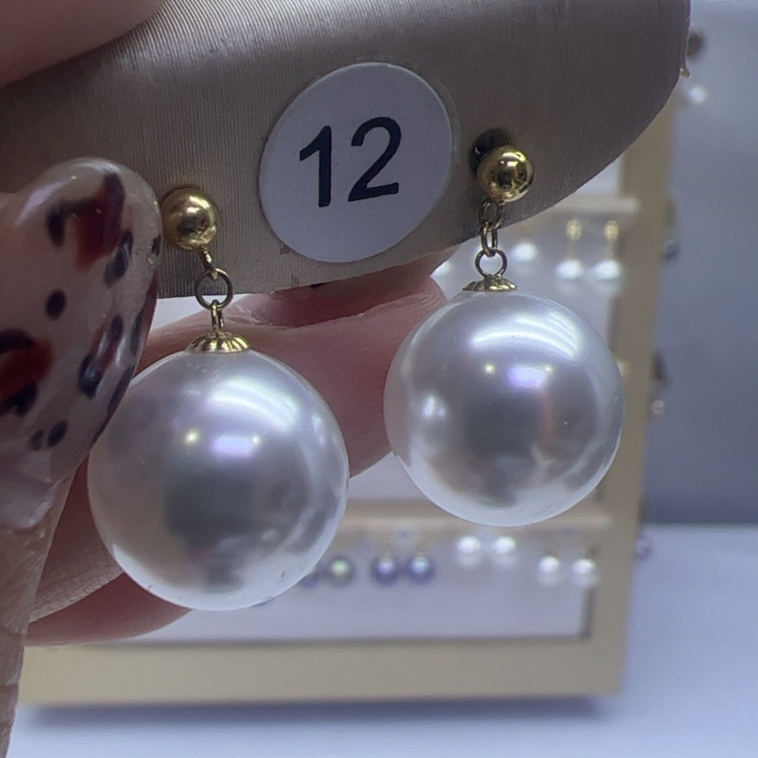 淡水珍珠耳饰18K金镶嵌