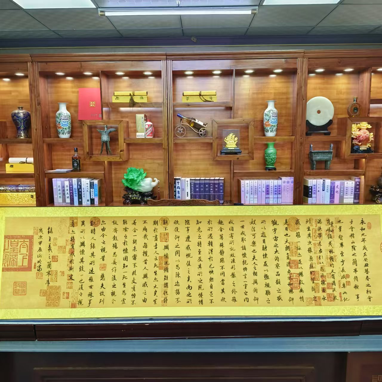 谢明富老师  兰亭序  六尺对开  手绘  软装裱