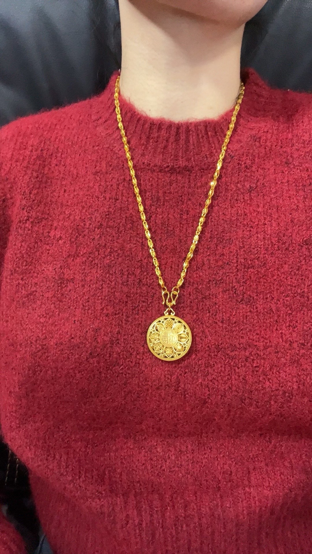 铜合金项链 精工孔雀八宝罗盘项链 