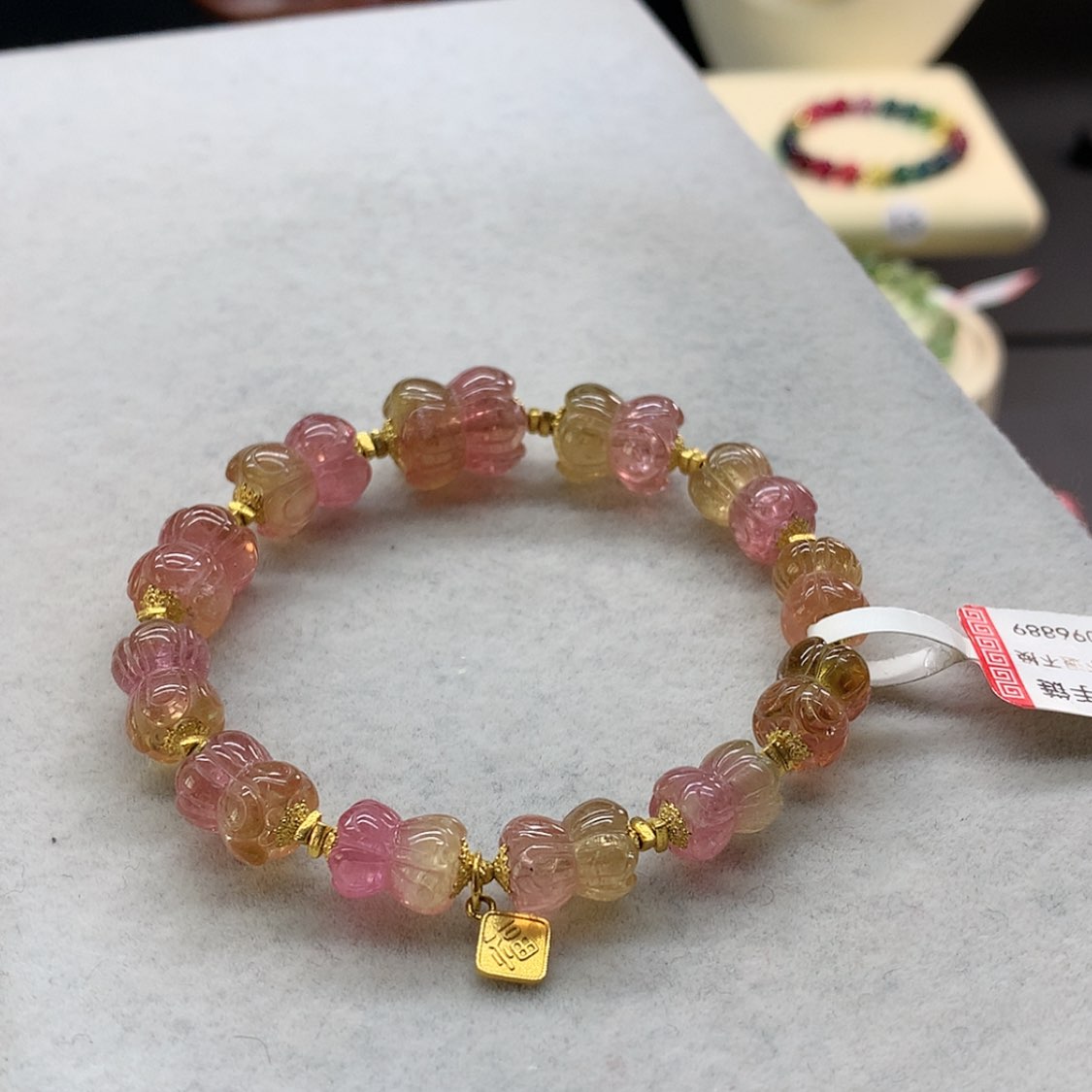 【闪购商品】未镶嵌手链碧玺西瓜莲花单圈