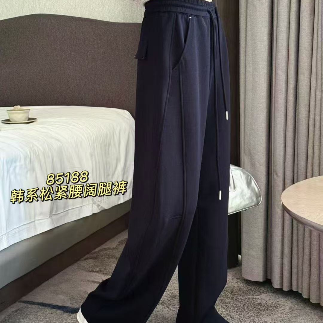 初秋新款垂感高腰显瘦百搭宽松运动弯刀裤休闲裤