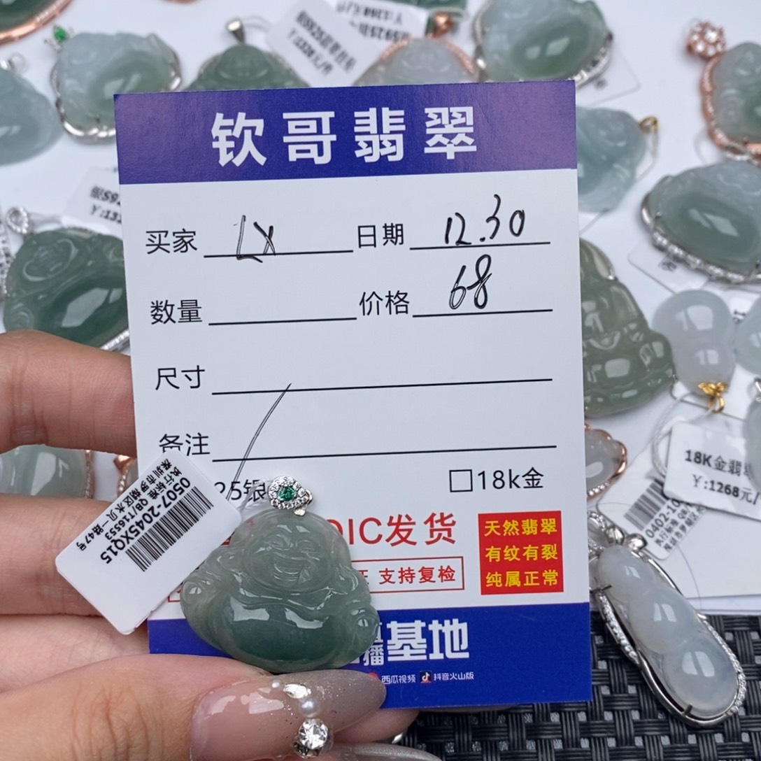 L***燕翡翠银S925镶嵌颈饰