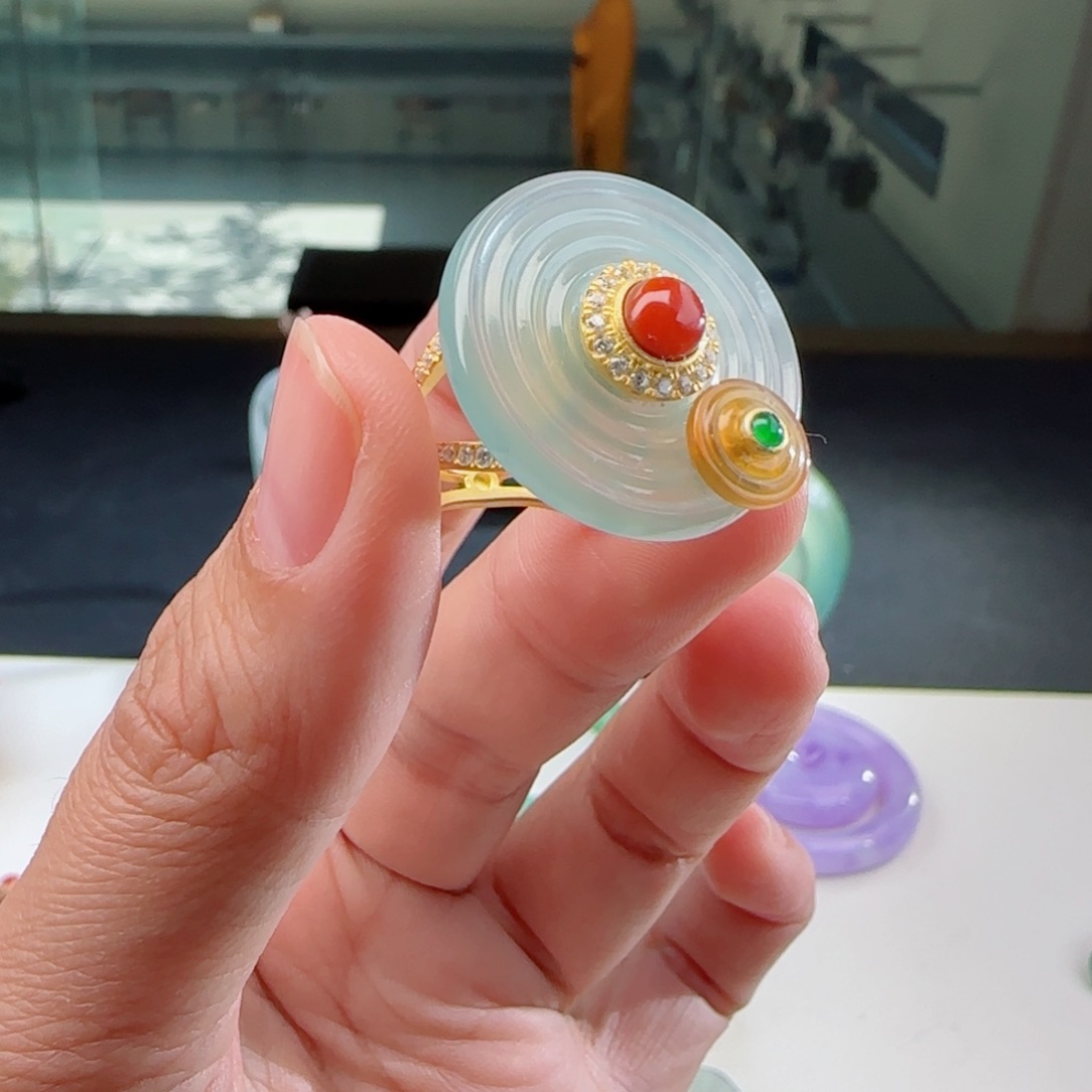【闪购商品】翡翠戒指银S925镶嵌天***堯