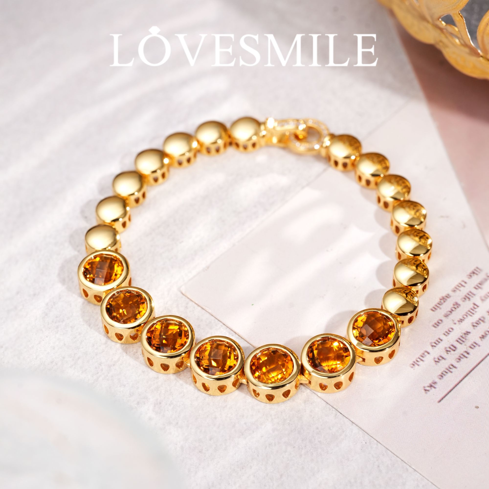 S925银黄晶手链精美时尚气质优雅