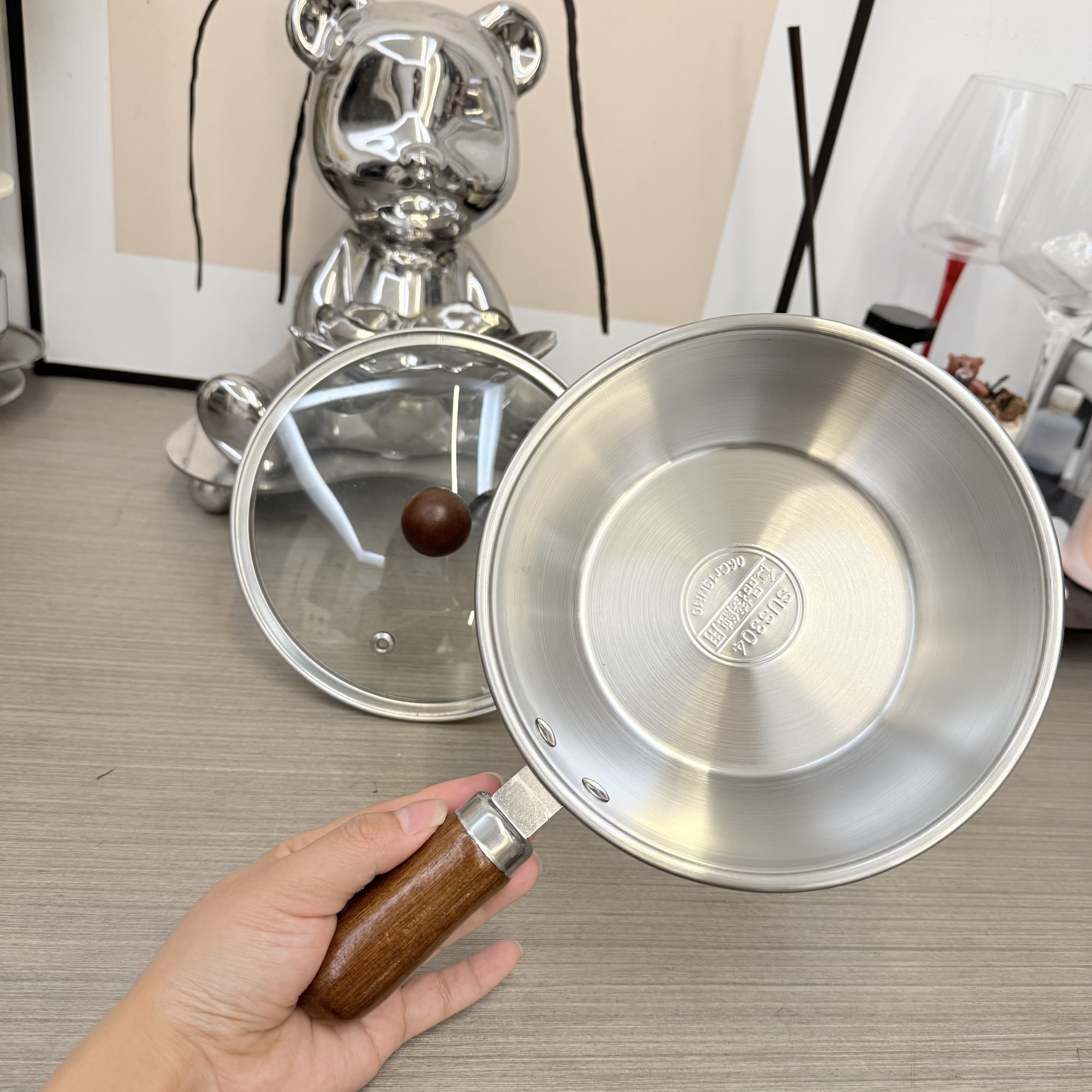 酸奶碗高颜值胡桃木一人食小锅不锈钢早餐碗水果沙拉酸奶麦片碗