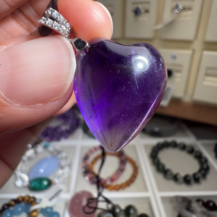 银S925镶嵌紫晶颈饰天然乌拉圭紫水晶