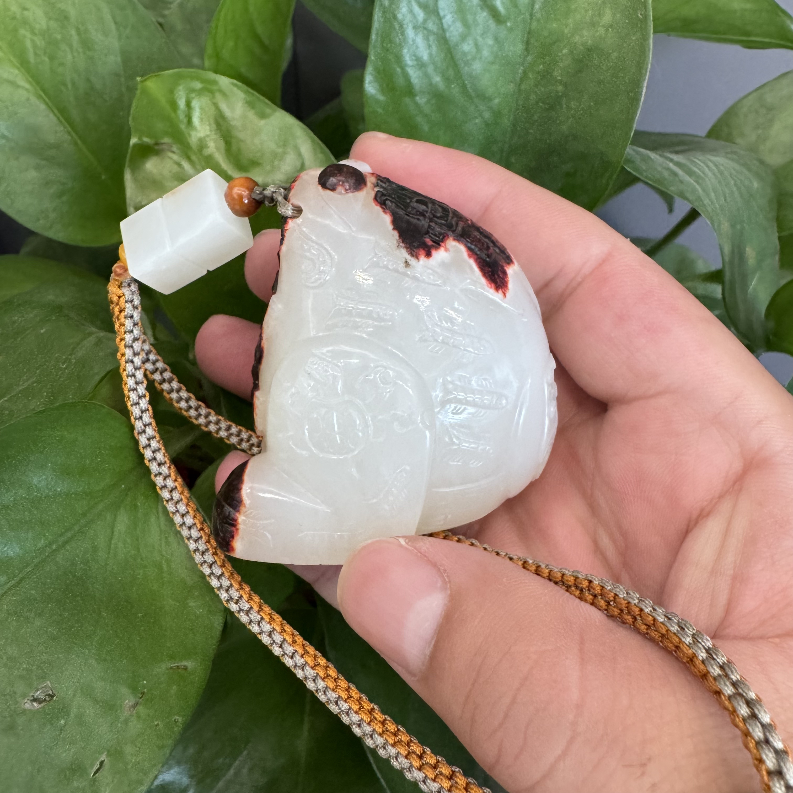 旧藏 呱呱来財手把件