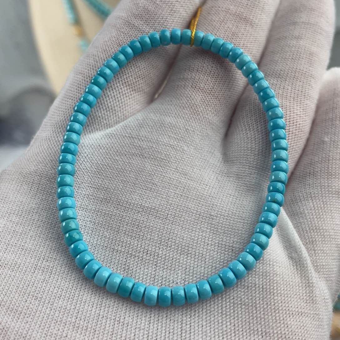 绿松石手链未镶嵌云盖寺玉化蓝直切卡4