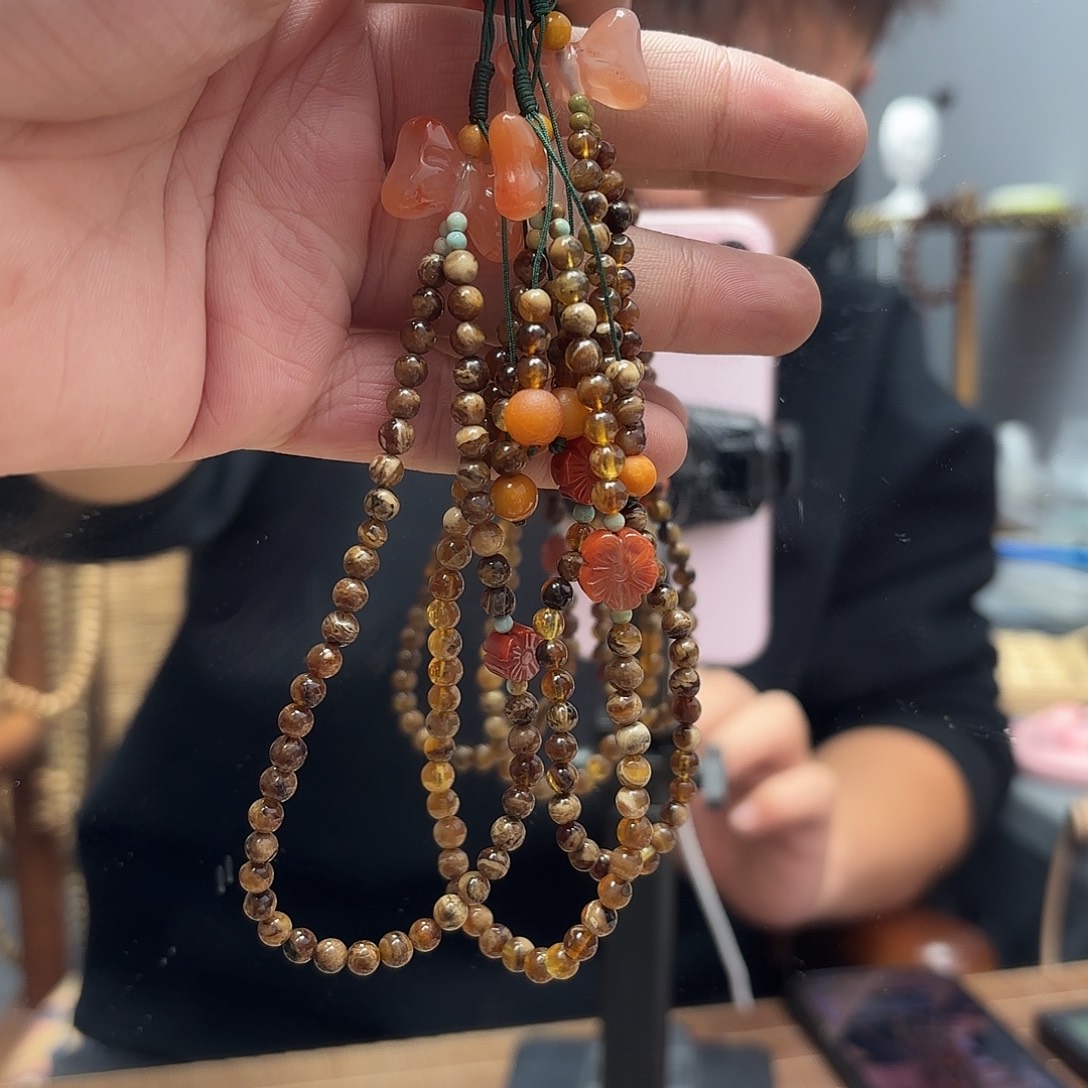 琥珀未镶嵌裸石手机链，发一件