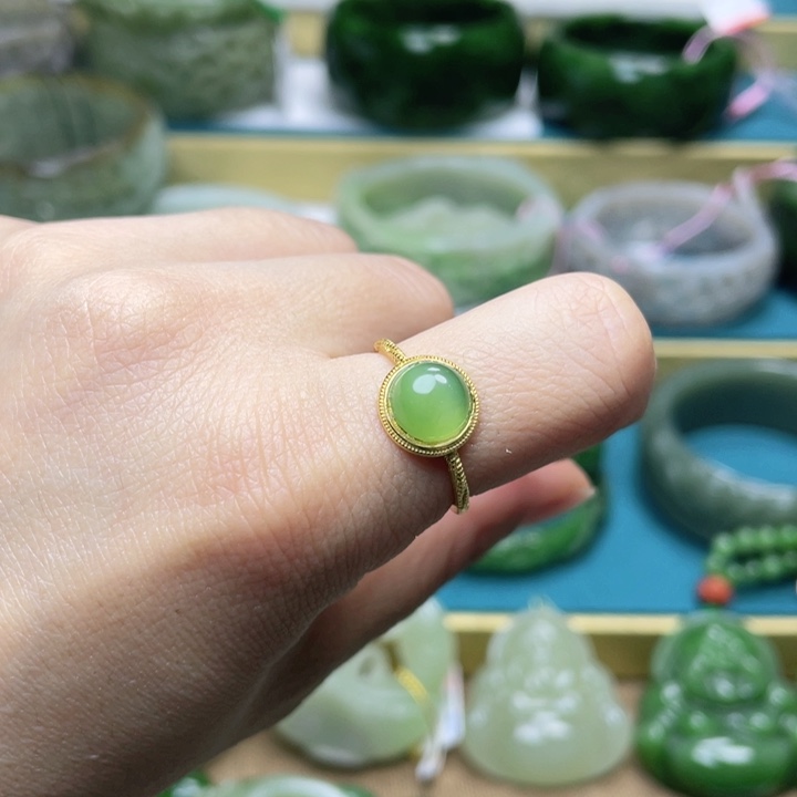 和田玉戒指银S925镶嵌