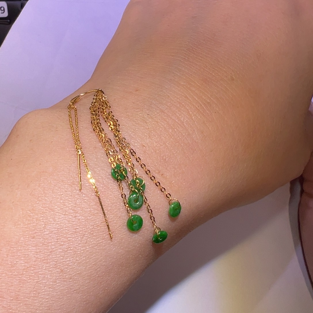 翡翠颈饰18K金镶嵌耳环