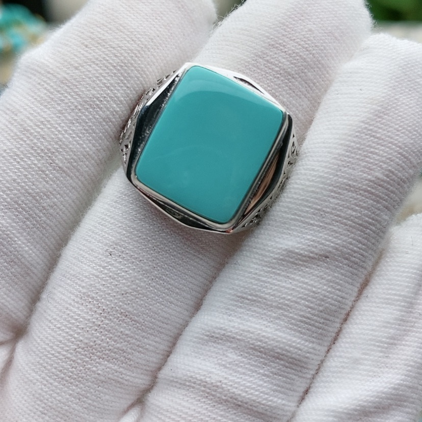 【闪购商品】绿松石原矿绿松石银S925镶嵌夜*