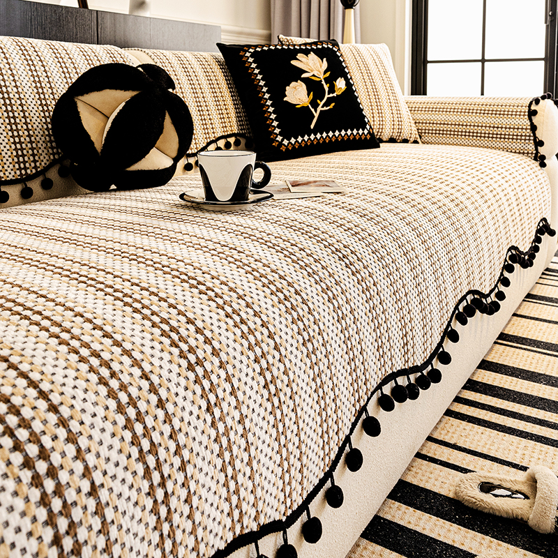 LangSha/浪莎休闲轻奢感防滑沙发垫雪尼尔四季沙发坐垫异形格逸