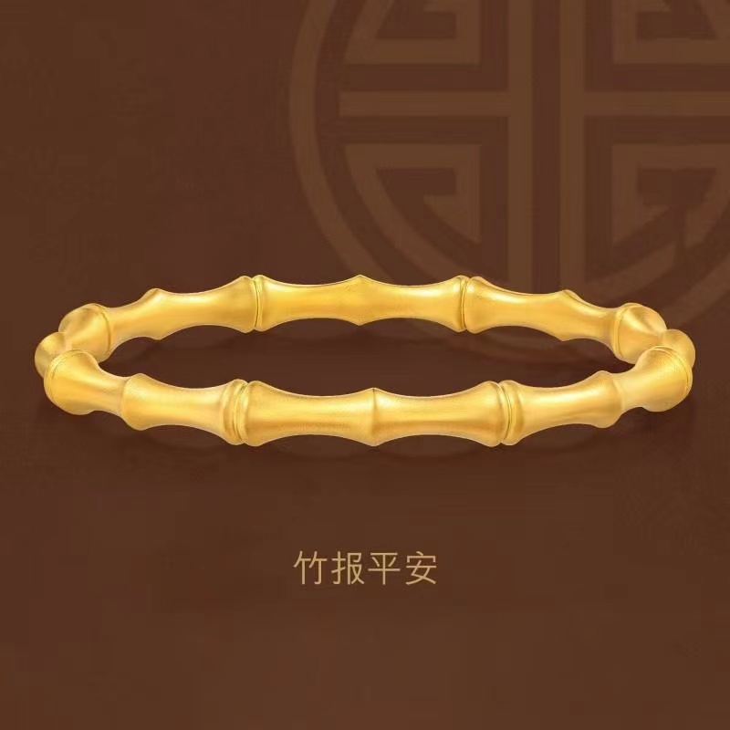 足银手镯 足银手镯 足银铸金古法竹节手镯简约节节高升素款百搭