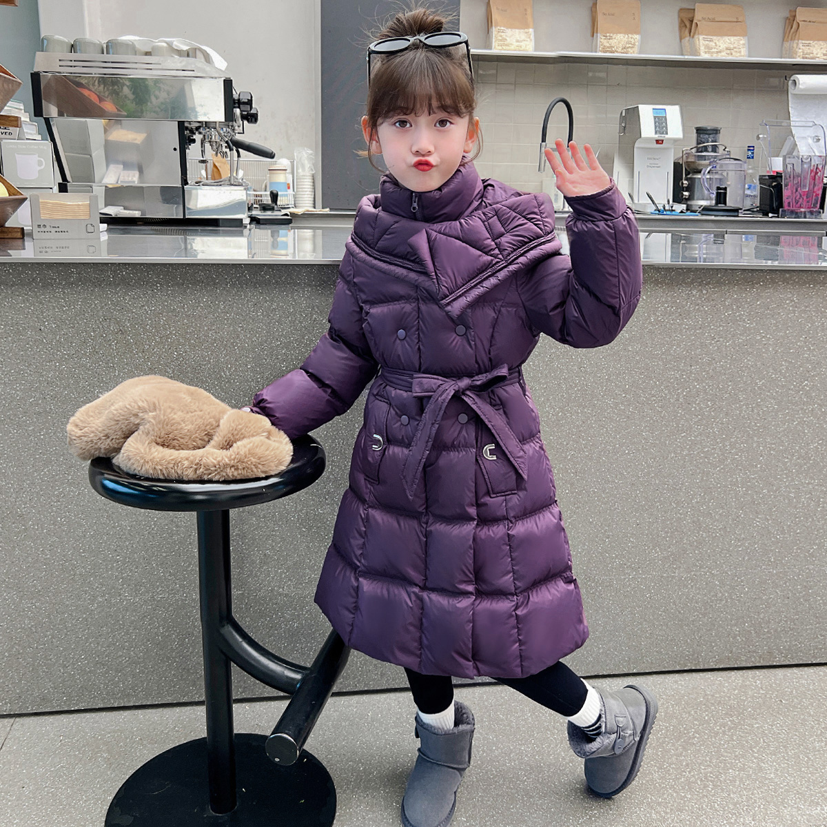 女童冬季2025新款韩版洋气儿童冬装女孩长款加厚外套