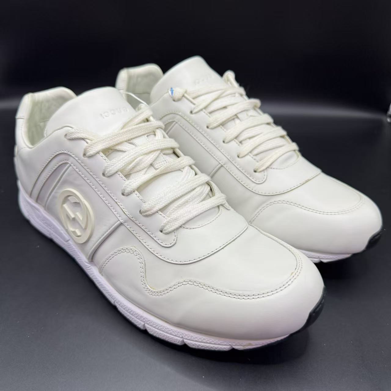 95新 GUCCI/古驰 【AO福利】42欧码 男士白色休闲运动鞋uu215