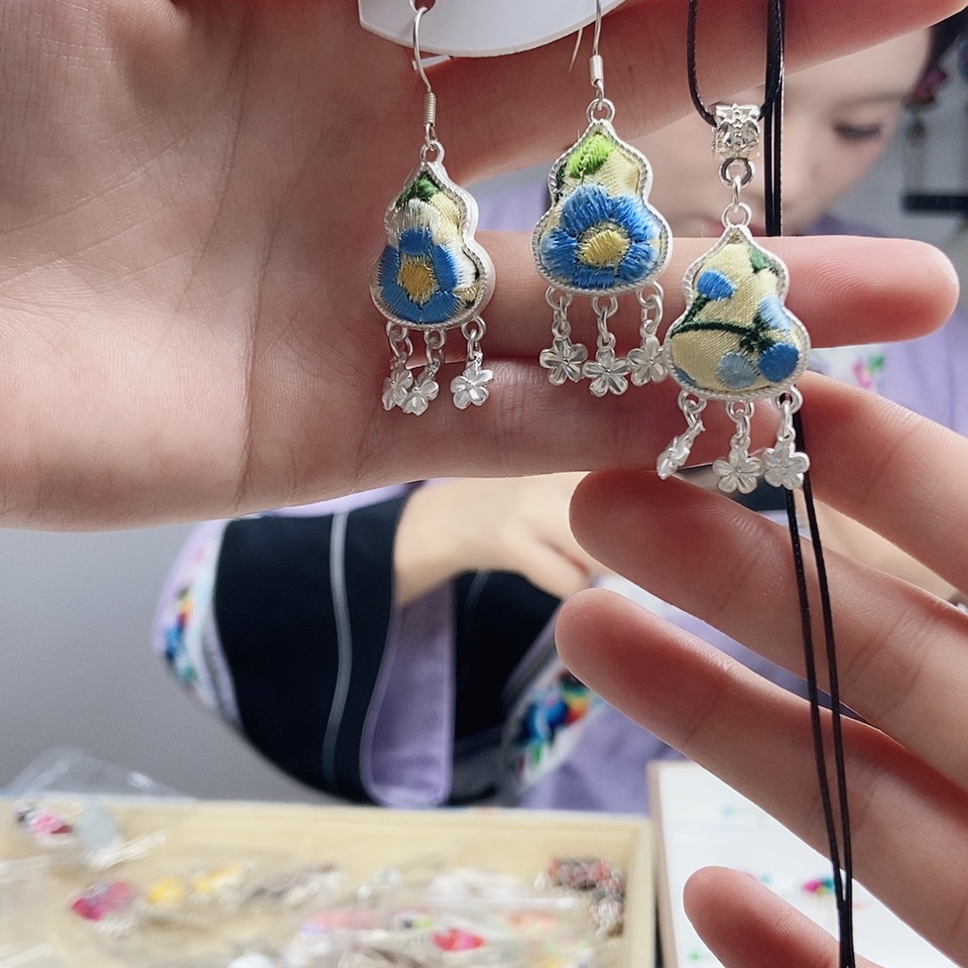 核桃手串/手链苗绣耳环