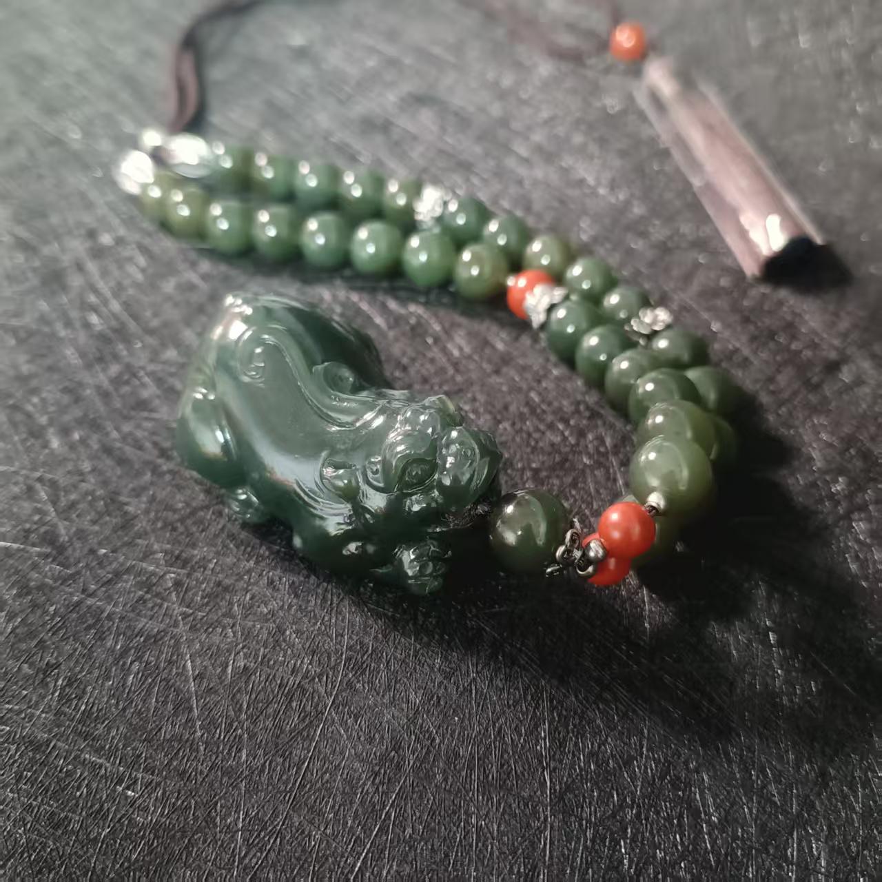 [00155]天然和田貔貅挂件精美毛衣链时尚百搭