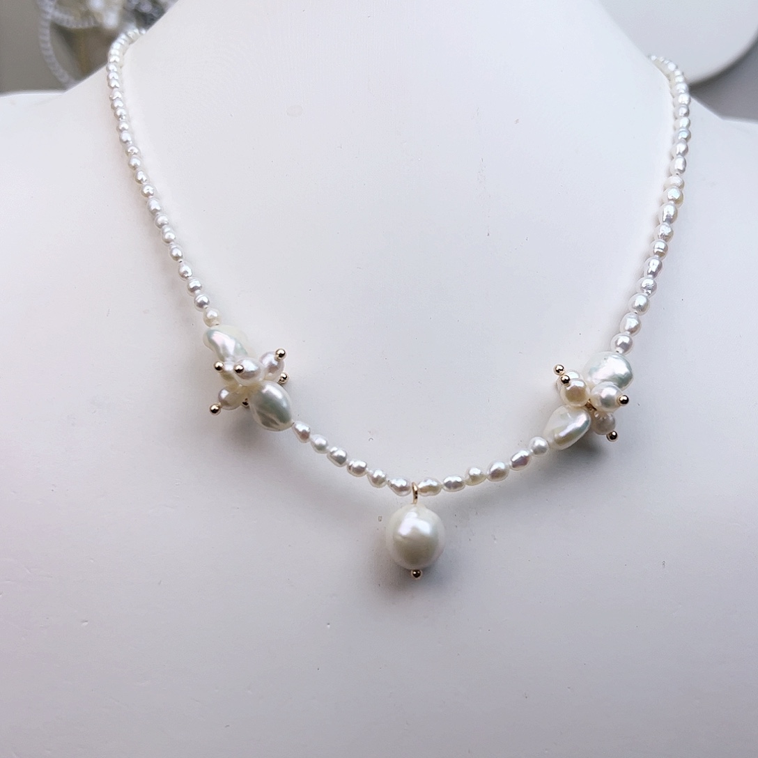 淡水珍珠颈饰银S925镶嵌