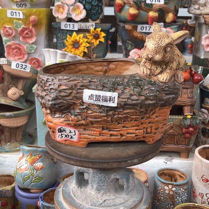 紫砂花盆粗陶材质多肉花盆