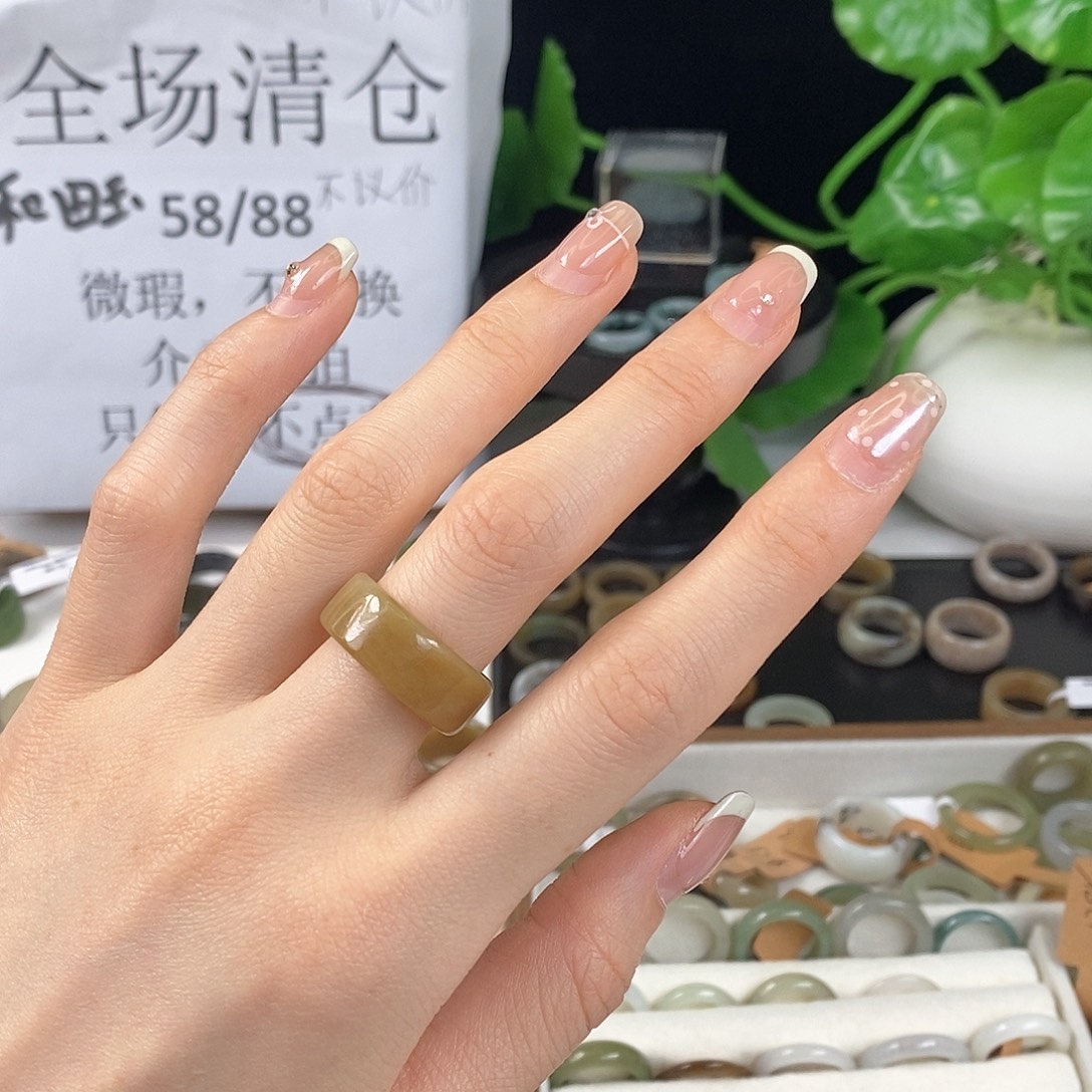 和田玉戒指未镶嵌z13一口糖圆切17.2不退换库存拍2