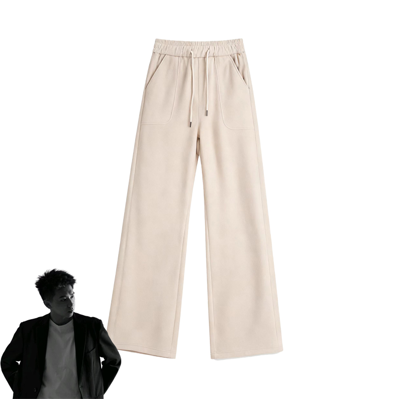 雾光翩跹·lu家同款金标羊毛蚕丝直筒裤女 Y7066