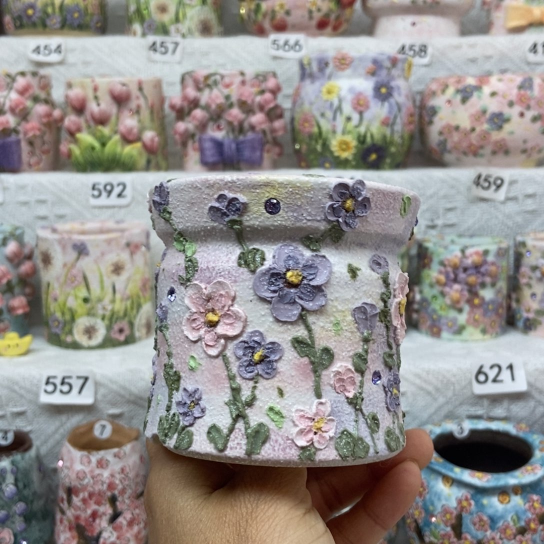 ****～精工立体碎花堆釉