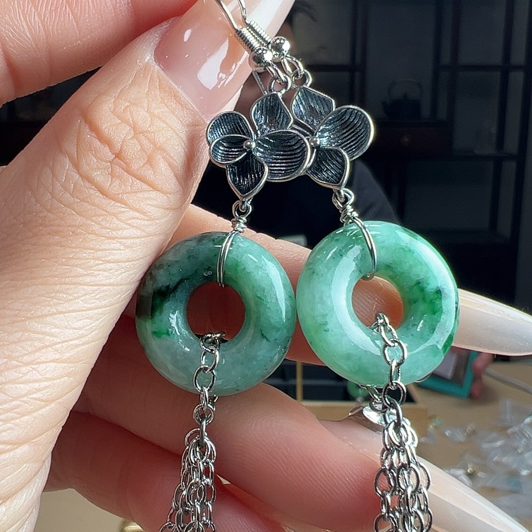 翡翠未镶嵌耳饰耳环65