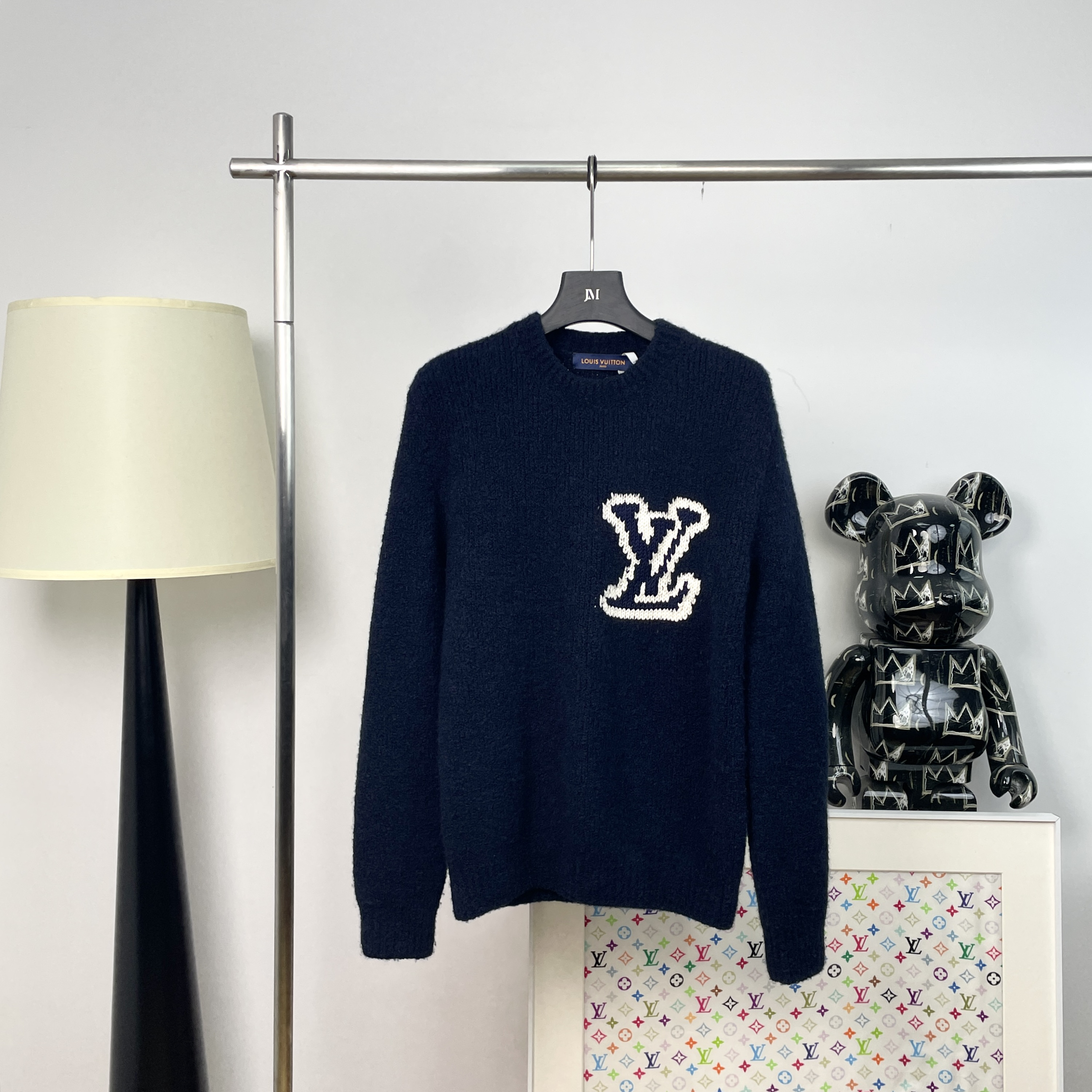 99新 LouisVuitton/路易威登 6406/嵌花圆领长袖字母套头毛衣