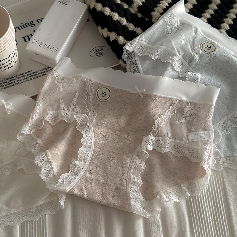 奶油甜甜泡芙全裤32A级抑菌棉少女内裤~7A抑菌棉加长裆中腰三角裤