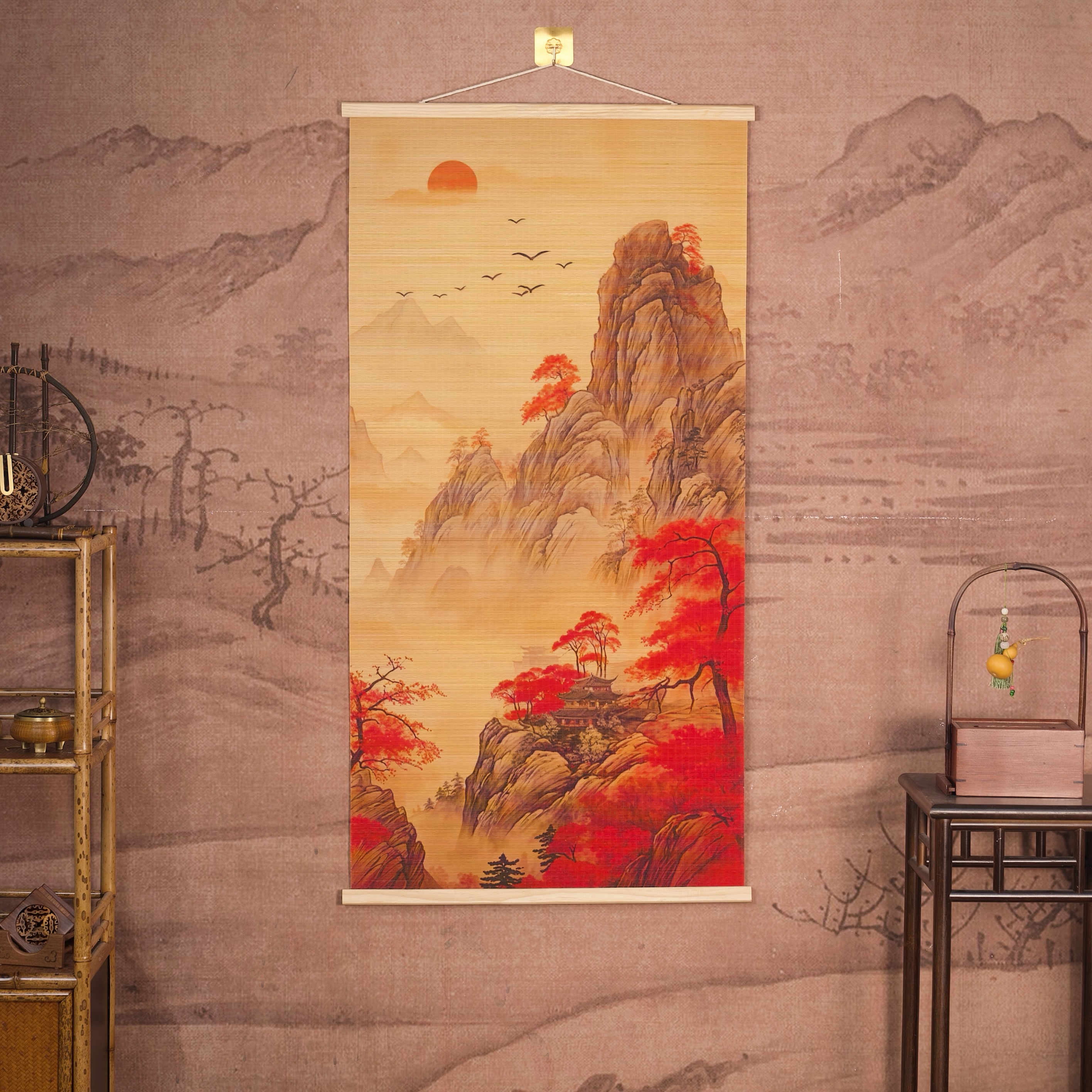 木善远观新款精品竹丝鸿运当头挂画装饰画玄关画客厅画中式风通用