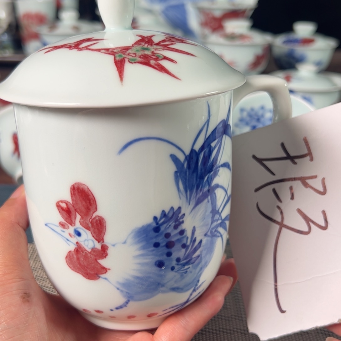 杯青花釉里红瓷器茶器