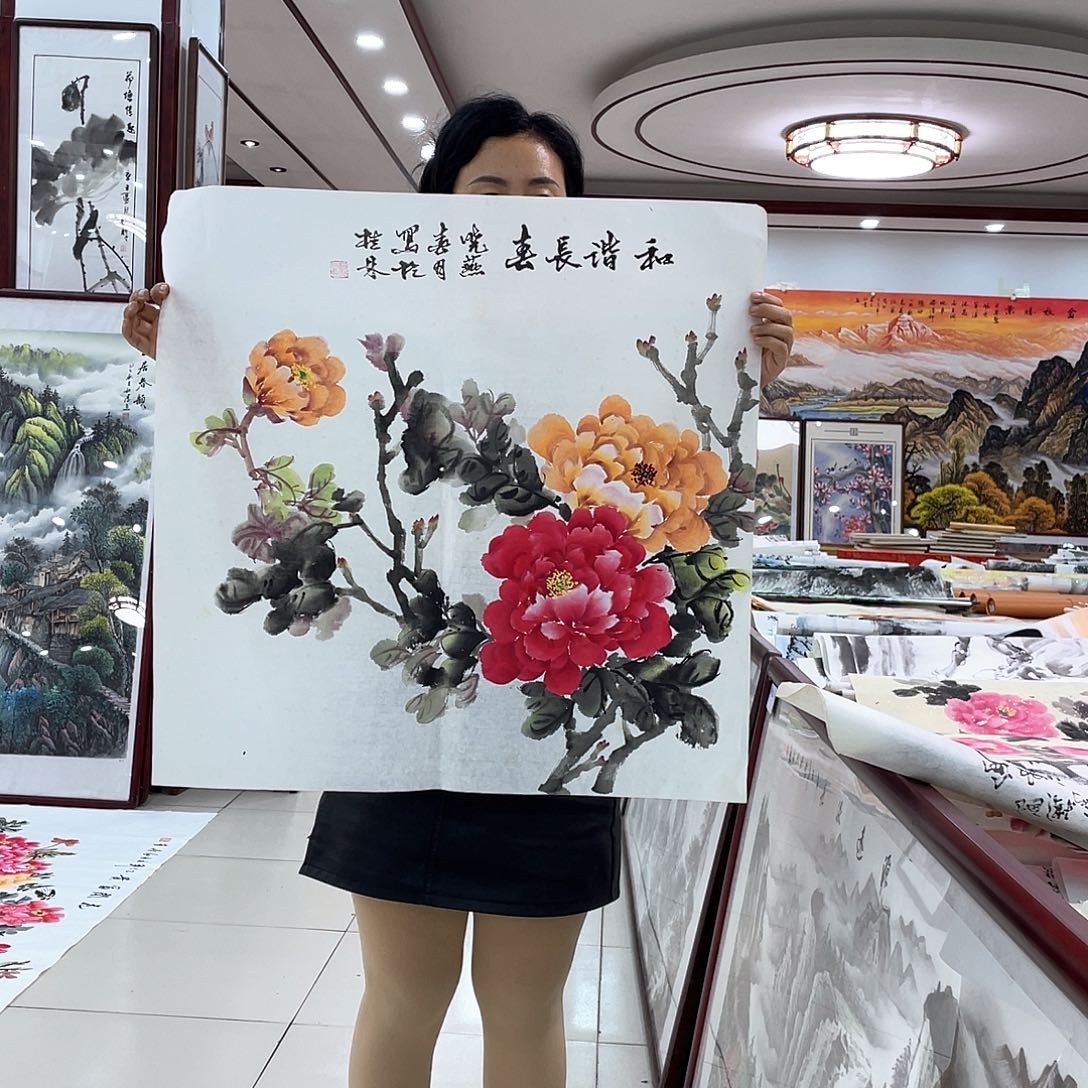 国画纯手绘的山水花鸟