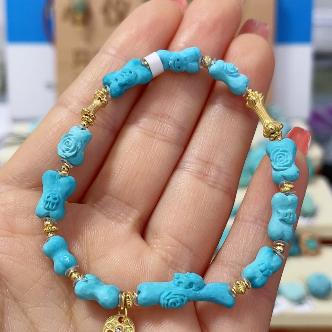 绿松石珠宝奇石18K金镶嵌