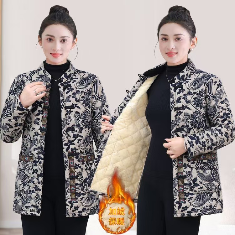 冬季新款加绒保暖时尚棉衣外套国风版