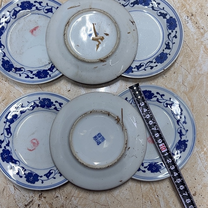 摆件陶6个14厘米芙蓉花平盘